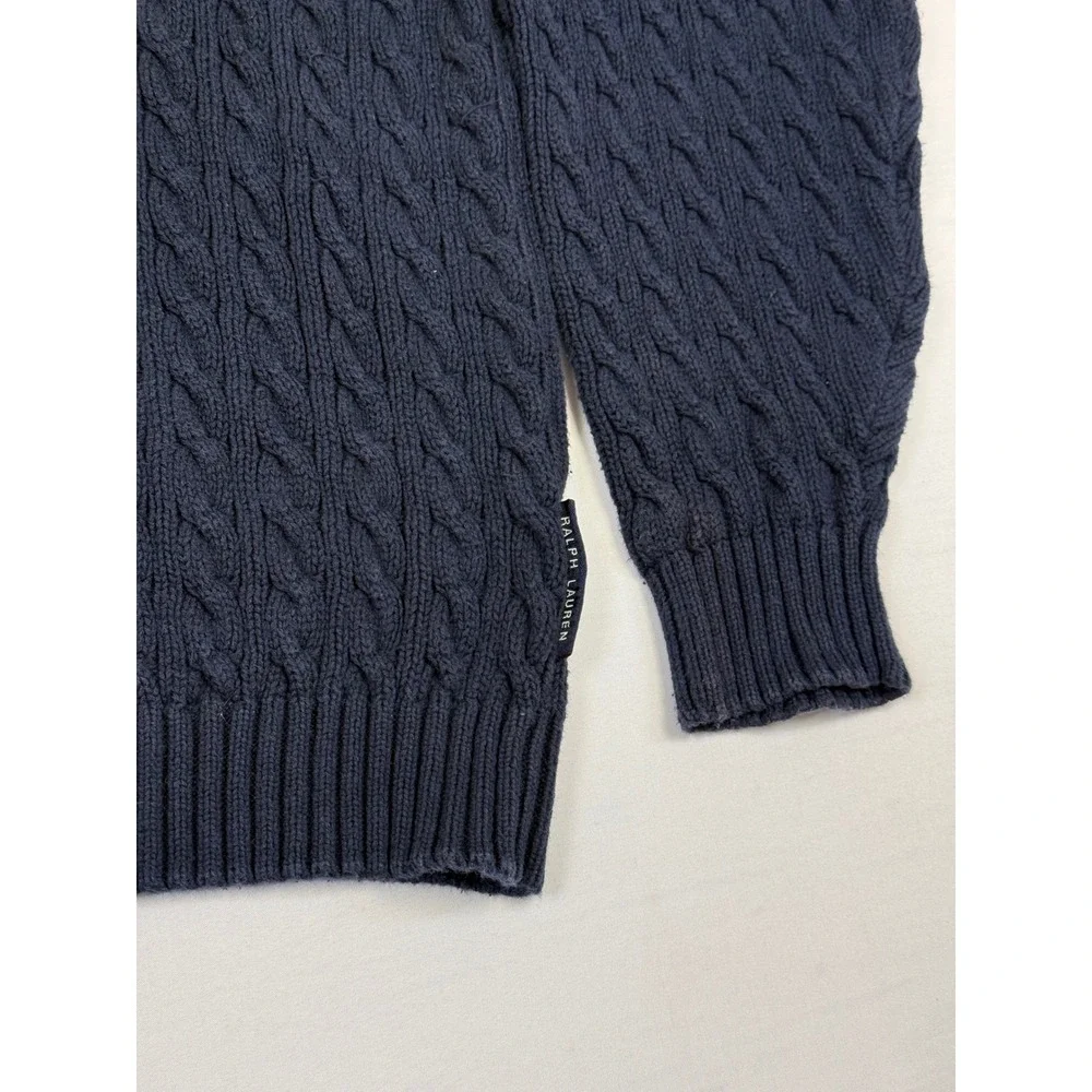Vintage Chaps Ralph Lauren Golf Navy Blue Cable Knit Cotton Sweater Mens Size XL